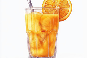 Refreshing Orange Juice Drink Glass, a Food & Drink Photo by Pixeness Studio