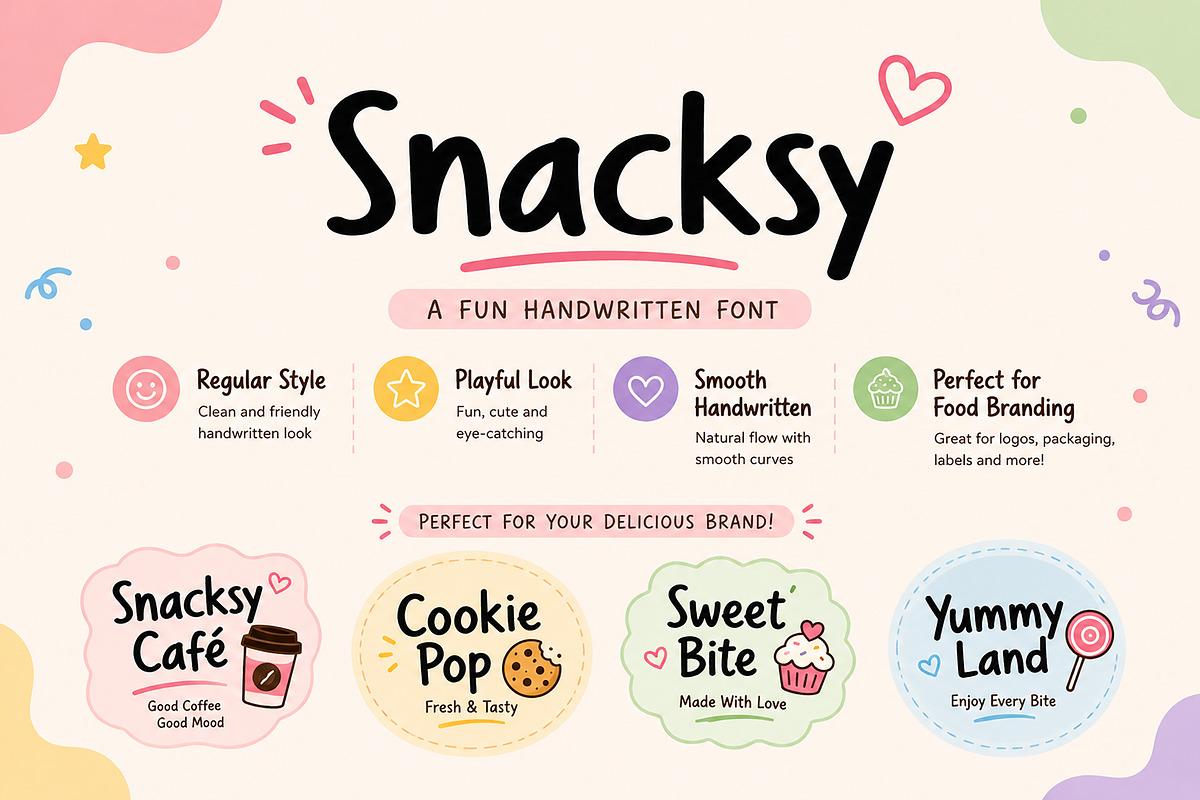 Snacksy – Playful Handwritten Font, a Handwritten Font by Wow Magic (Photo 1 of 5)