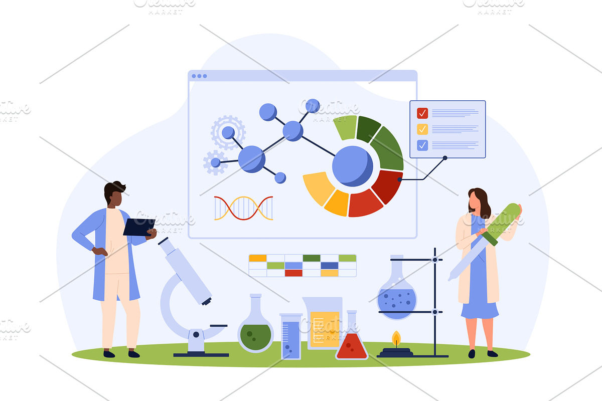 Chemical research in laboratory, an Illustration by Flashvector
