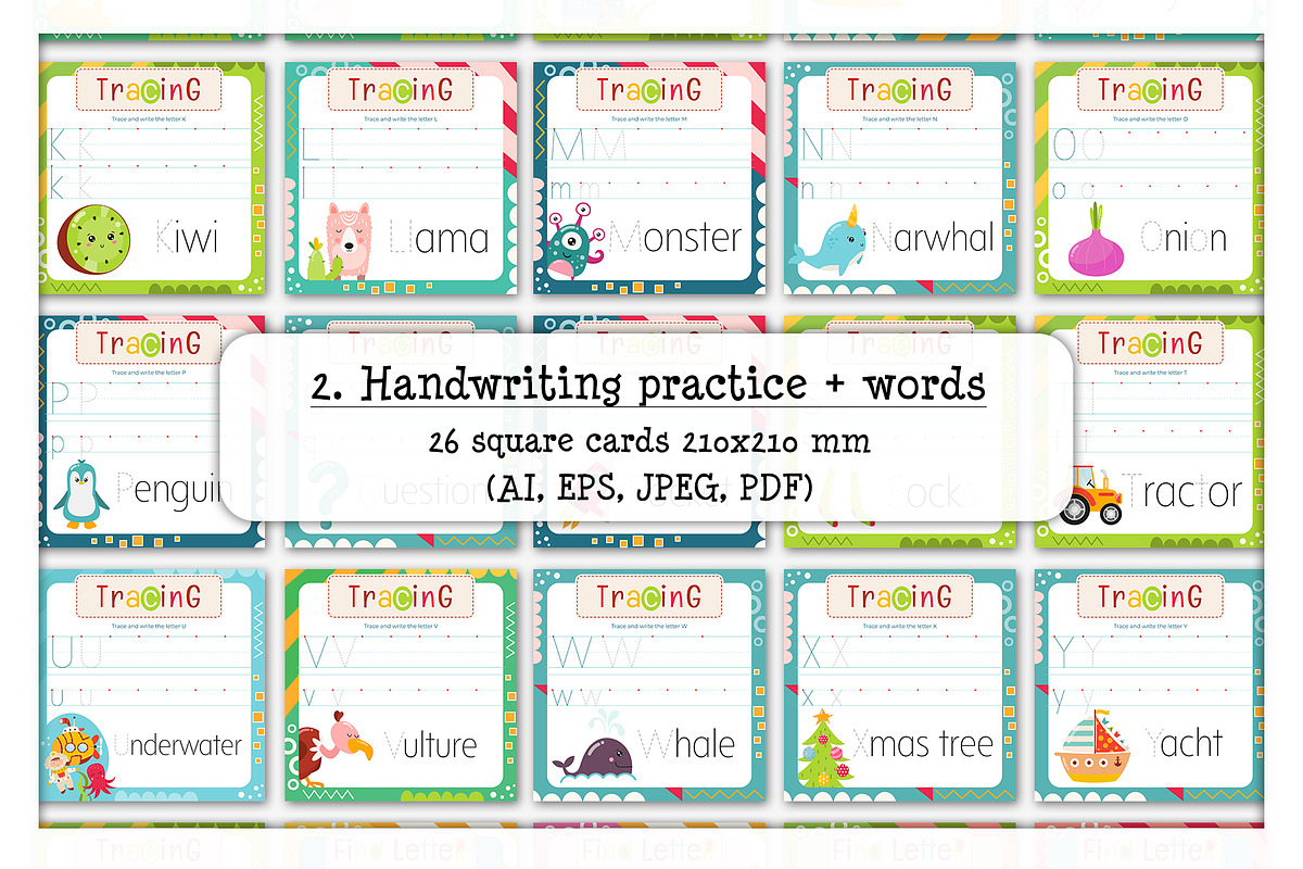 Letter Tracing Handwriting practice, an Education Illustration by Nursery Art (Photo 3 of 12)