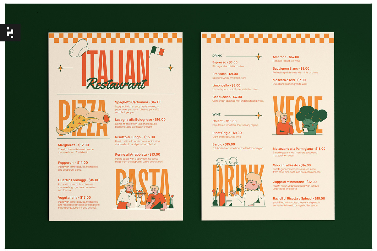 Italian Restaurant Menu, a Flyer Template by Neermana (Photo 1 of 4)