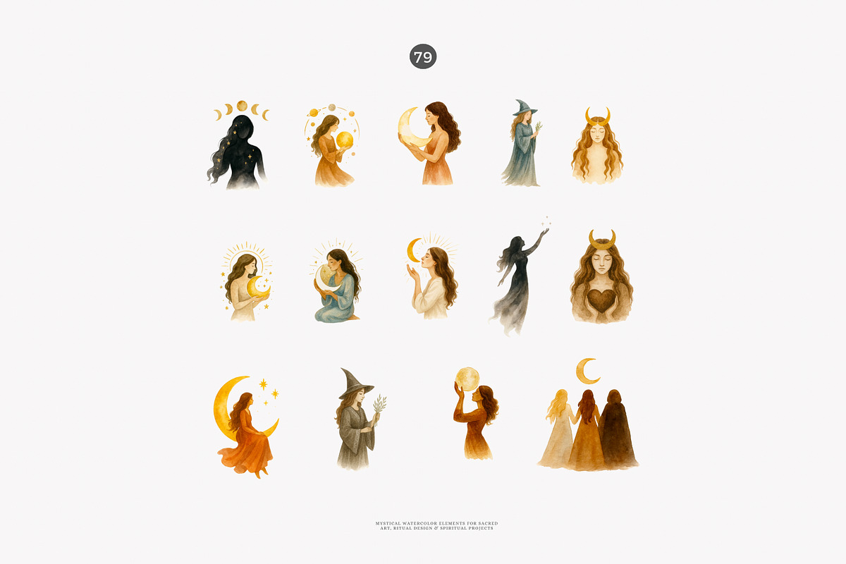 wiccan clipart mystical elements set, a Decorative Illustration by Patishop Art (Photo 6 of 10)