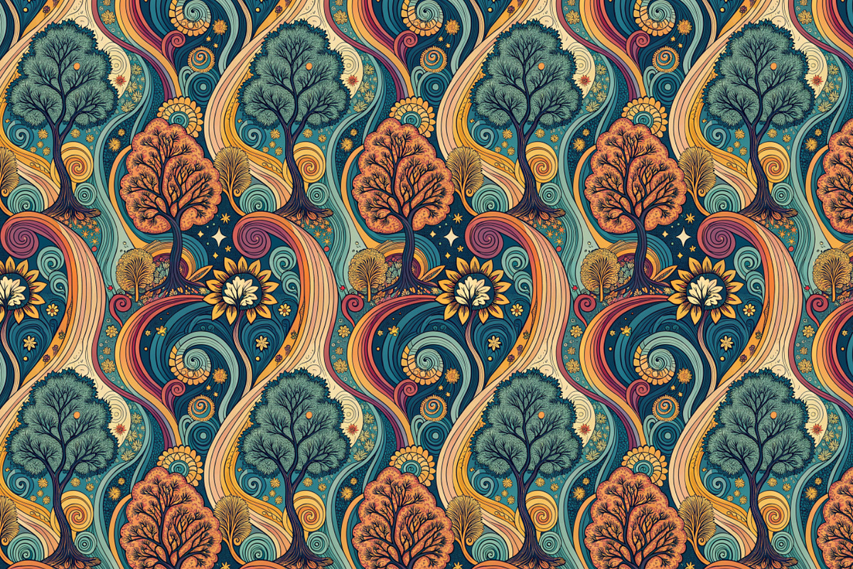 Psychedelic Symphony in 1970s Style, a Pattern Graphic by Designs by Helen Trupak (Photo 5 of 8)