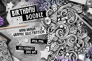 Birthday Graphic Doodle Illustration, a Decorative Illustration by BALABOLKA
