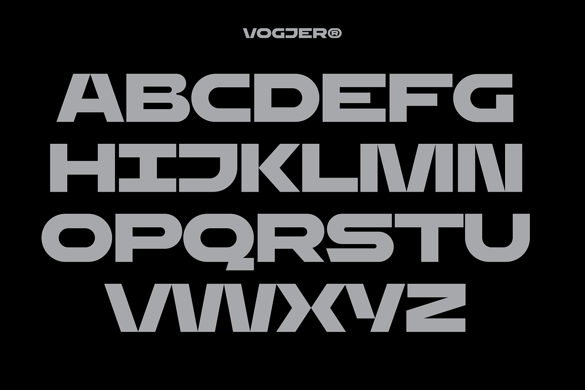 Vogjer - Bold Futuristic Font, a Sans Serif Font by limitype (Photo 7 of 14)