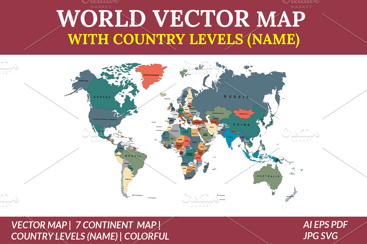 World Vector Map with Country Name, an Object Graphic by Nazim's Shop (Photo 1 of 9)