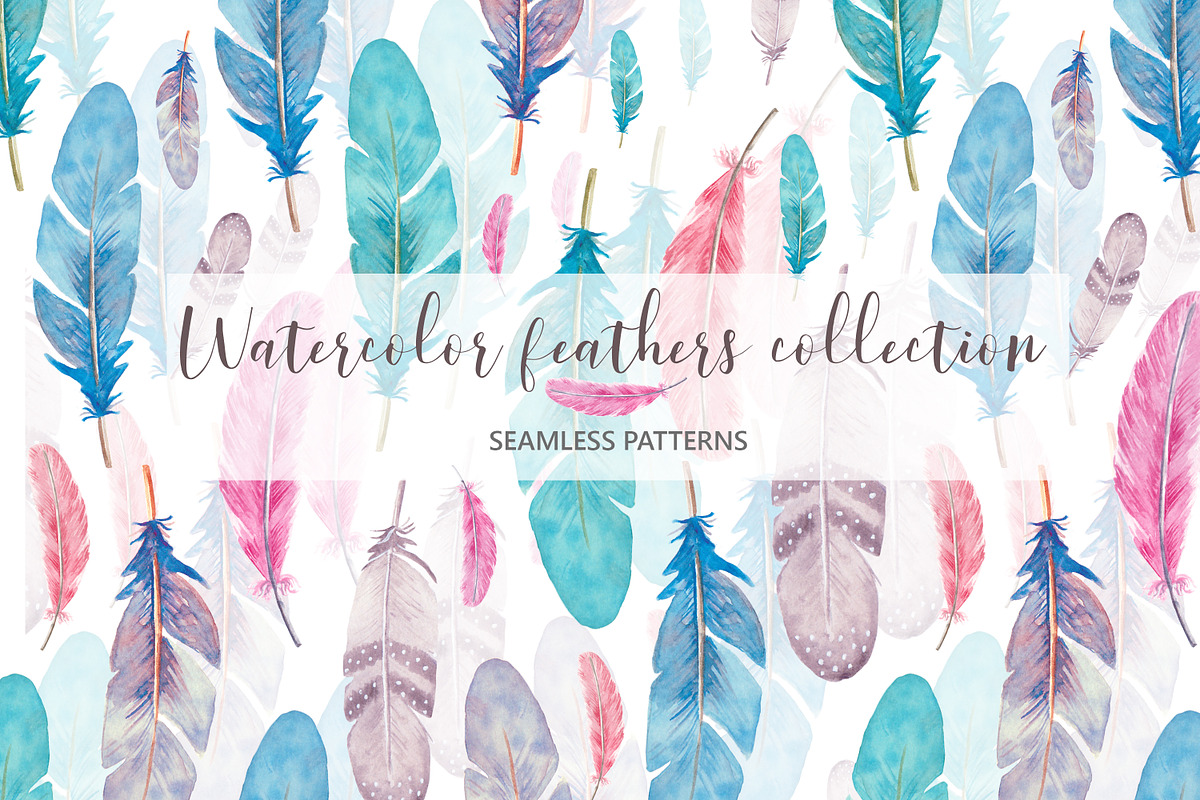 Watercolor feathers patterns, a Pattern Graphic by Jermolina Mockups (Photo 1 of 4)