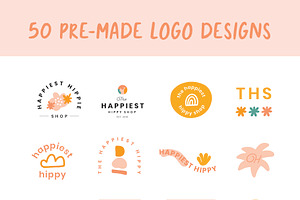 Retro Modern Hippy Logo Kit