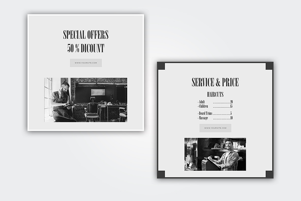 Barbershop instagram post, a Social Media Template by Glowin_studio (Photo 4 of 4)