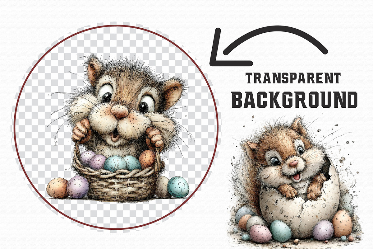 Whimsical Easter Squirrel Clipart, an Illustration by Libby Wishes (Photo 6 of 6)
