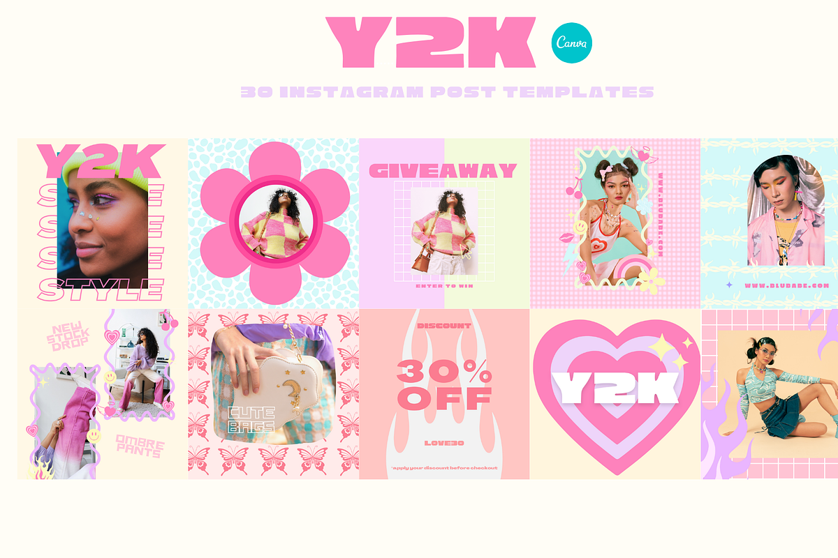 Y2K Instagram Post Templates, a Social Media Template by Hell Yeah Designs (Photo 4 of 5)
