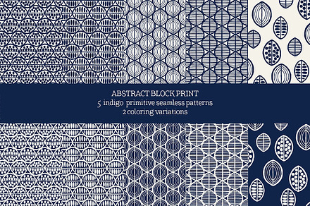 Blue Abstract Block Print