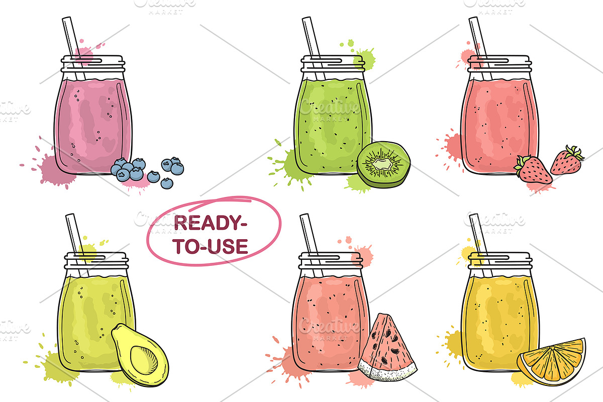 Smoothie vector illustrations, a Graphic by InkySplash (Photo 2 of 4)