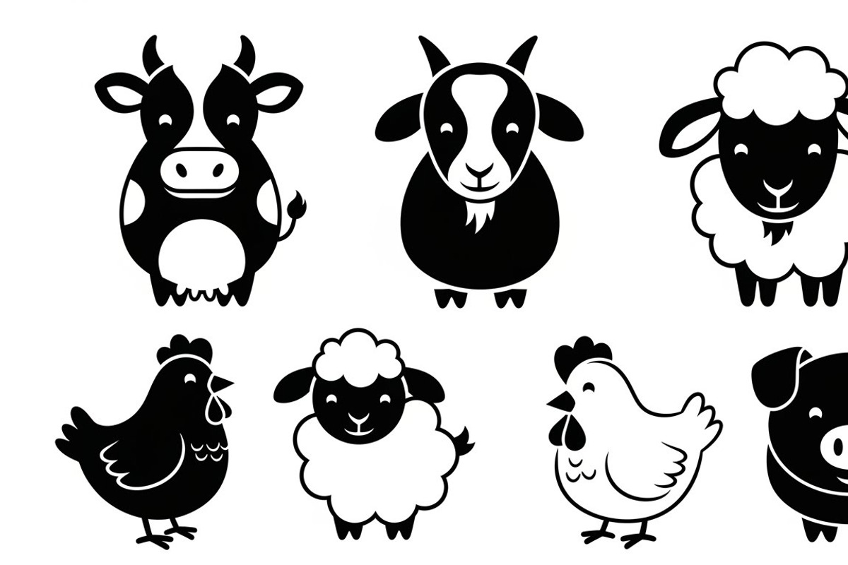 Cute Farm Animal Silhouette Bundle, an Illustration by hafijul (Photo 26 of 51)
