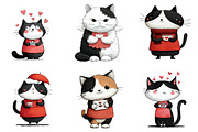 Quirky Valentine Cat Clipart, an Illustration by DreamArtGraphic (Thumbnail 4 of 4)