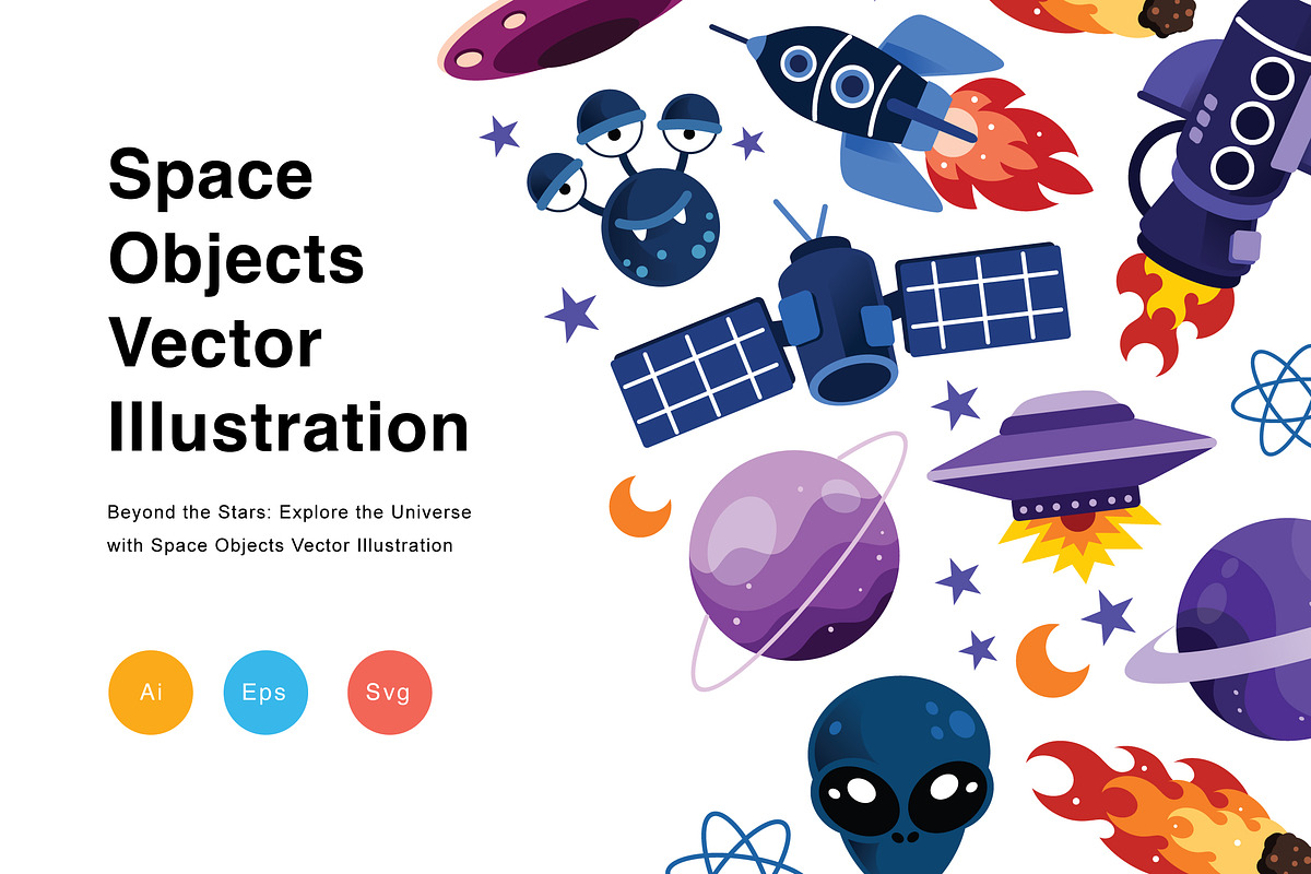 Space Objects Vector  Illustration, an Education Illustration by KAZ by IanMikraz Studio (Photo 1 of 3)