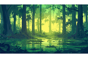 swamp background. marsh, flood, an Illustration by Stock-Smart-Start