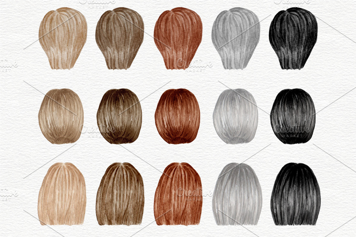 Female Hairstyles set, a Person Illustration by Colibri Watercolor (Photo 7 of 14)