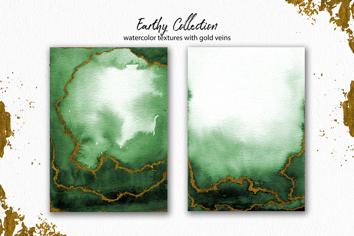 Earthy Watercolor with Gold Veins, a Texture Graphic by Marmoris.Arts (Photo 10 of 13)