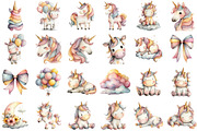 Watercolor Cute Unicorn Clipart, an Illustration by Sublimation Artist (Thumbnail 2 of 7)