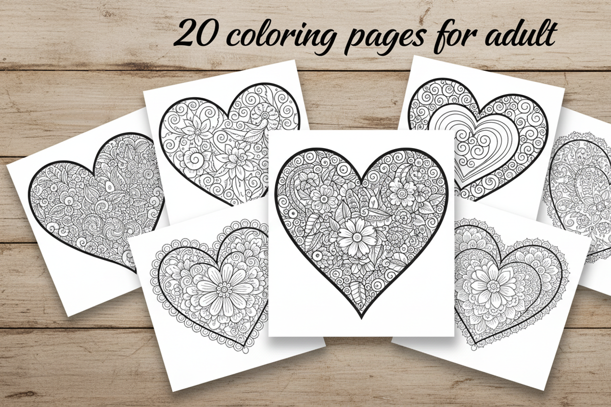 20 Adult Coloring Pages PDF Book, an Illustration by Amazin_art (Photo 5 of 5)