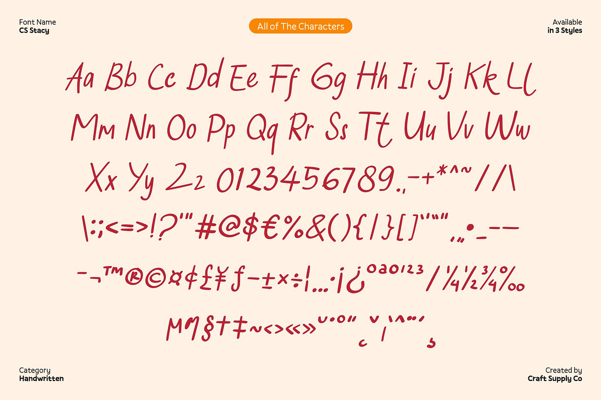 CS Stacy – Hand Drawn Font, a Handwritten Font by Craft Supply Co. (Photo 8 of 8)
