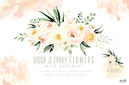 Blush & Ivory Flowers with Greenery