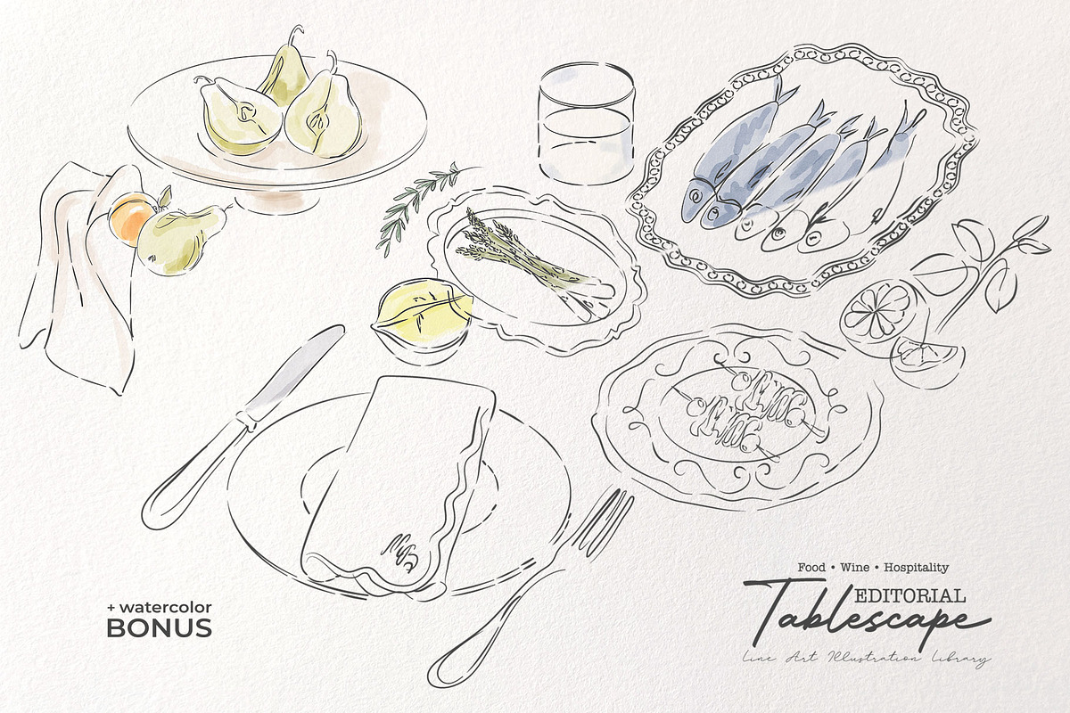 Editorial Tablescape Line Art, an Object Graphic by Mio Buono (Photo 10 of 17)