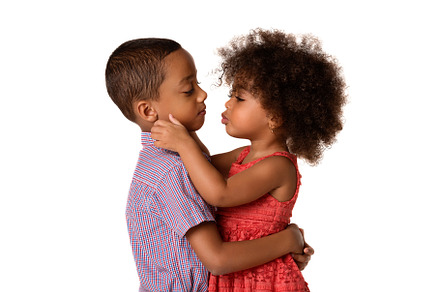 Two africanamerican siblings stock photo containing portrait and kiss