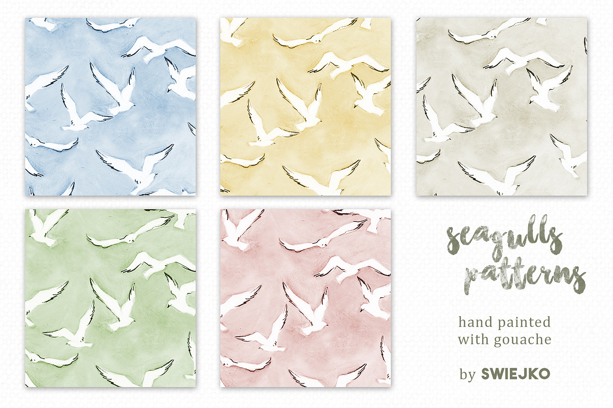 Seagull Background set, Ocean, Sea, a Pattern Graphic by swiejko (Photo 2 of 11)