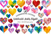 Watercolor Hearts Clipart, an Illustration by designcity5 (Thumbnail 1 of 5)