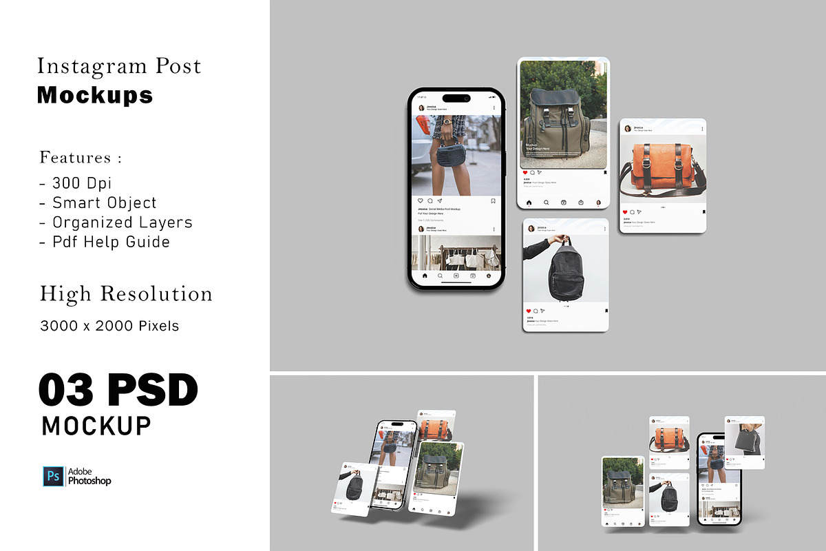 Instagram Post Mockups, an Advertising Mockup by Alhaytar (Photo 1 of 4)
