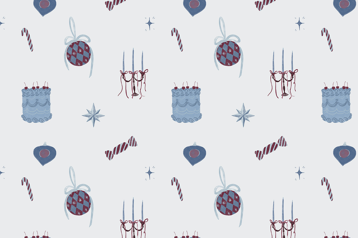 Hand-Painted Blue Burgundy Christmas, an Object Graphic by Lana Elanor (Photo 16 of 24)