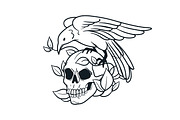 Horror vintage skull tattoo art set, a Decorative Illustration by Good Studio (Thumbnail 12 of 16)