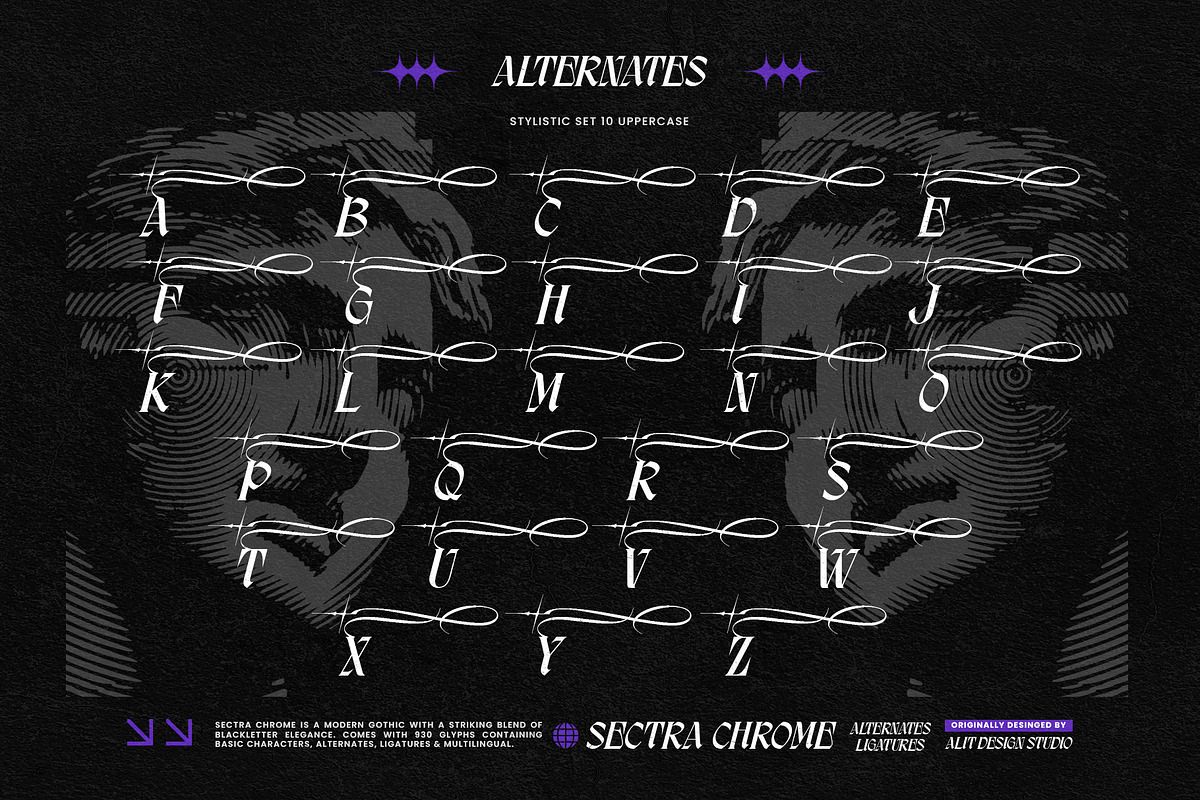 Sectra Chrome Typeface, a Blackletter Font by alit design (Photo 12 of 17)