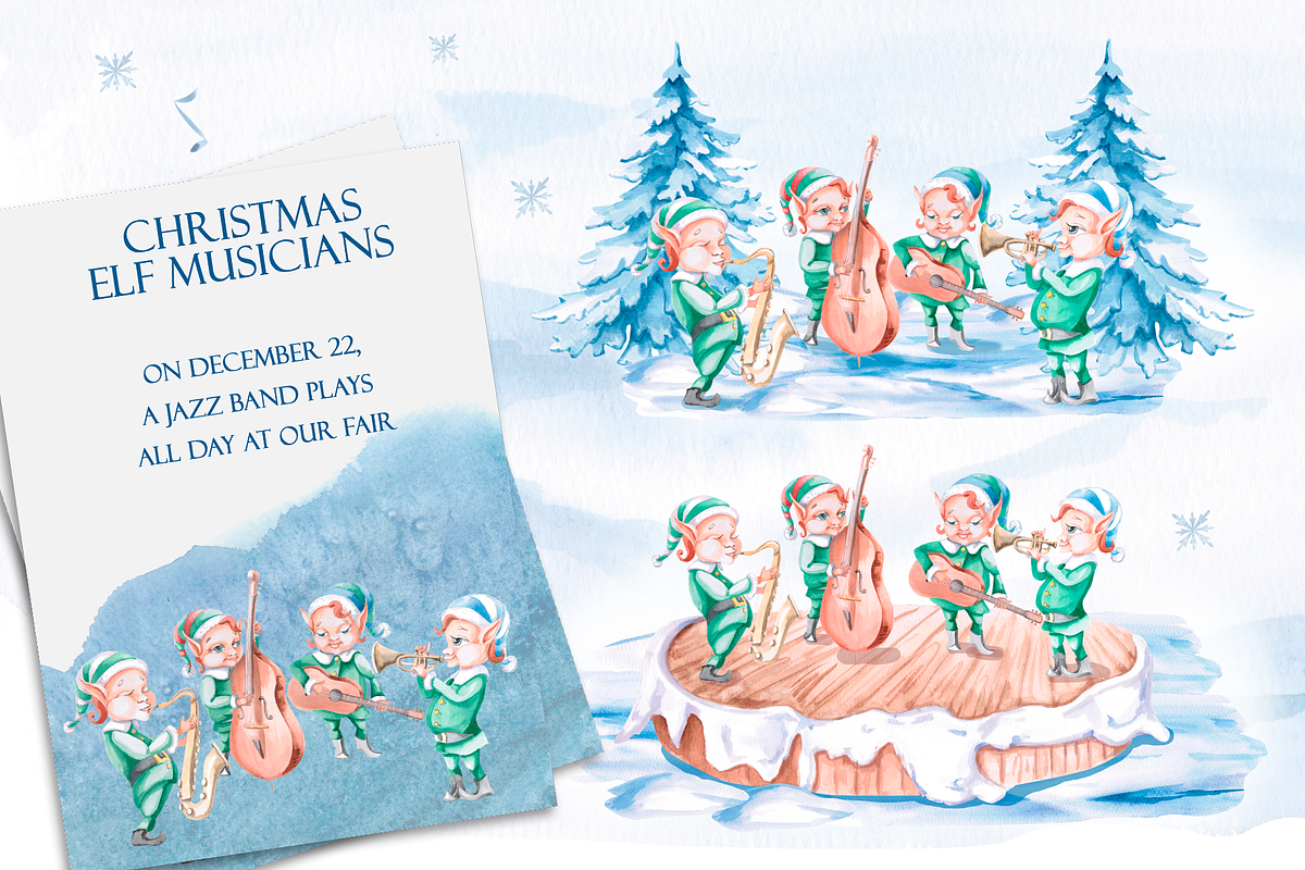 Christmas Elves-Musicians, a Seasonal Illustration by SvetLana (Photo 9 of 13)