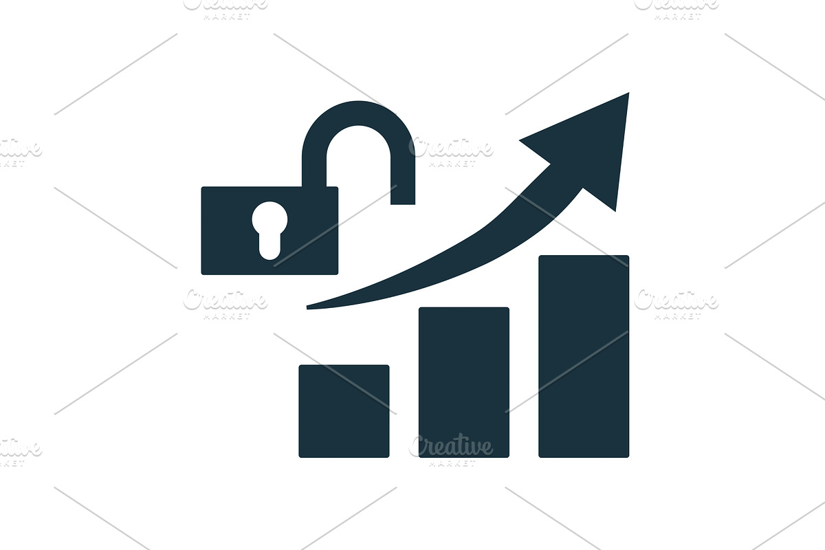 Open lock increasing bar graph, a Finance Illustration by Aimagenarium@gmail.com