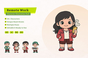 Remote Work Character Illustration, an Illustration by MEANDSTUDIO