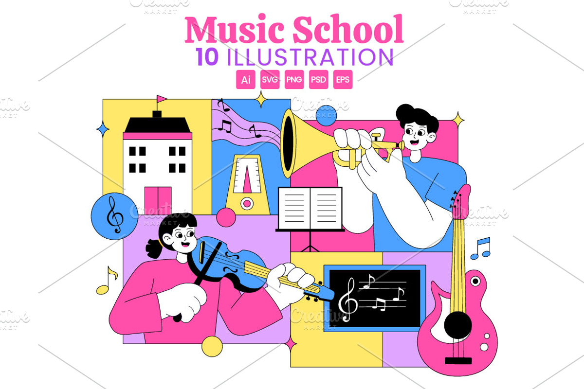 10 Music School Illustration, a Person Illustration by denayunebgt (Photo 1 of 4)