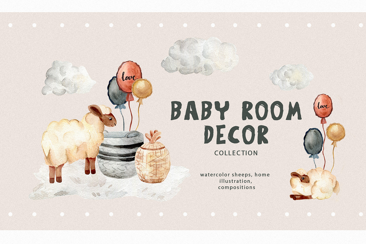 Kids clipart - watercolor baby sheep, an Animal Illustration by SparklePixieStudio (Photo 1 of 8)