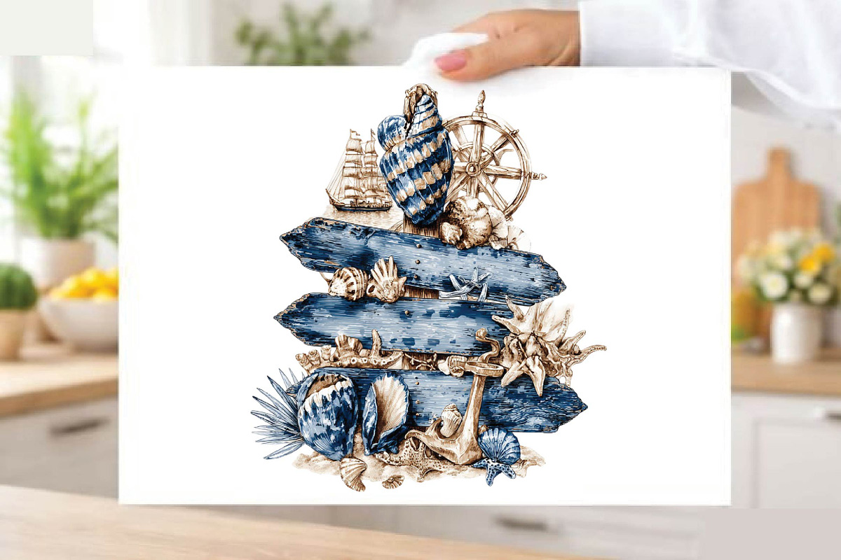 Watercolor Nautical Coastal Clipart, an Illustration by SVGArt (Photo 7 of 9)