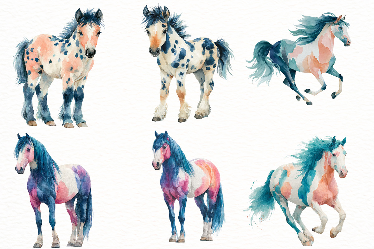 Watercolor Spring Horse clipart, an Illustration by Designworld (Photo 2 of 6)