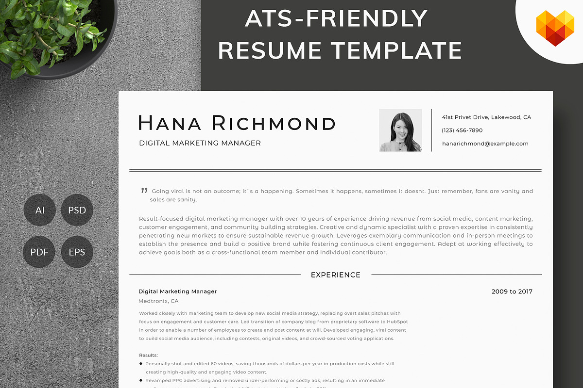 Digital Marketing Manager Resume, a Resume Template by MotoCMS (Photo 1 of 3)