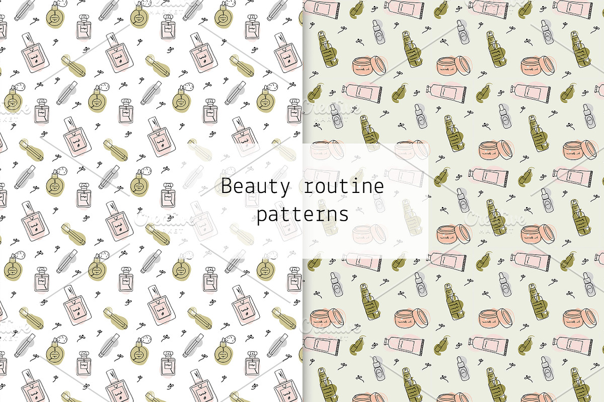Beauty routine patterns, a Pattern Graphic by Lyolya Profitrolya (Photo 1 of 3)