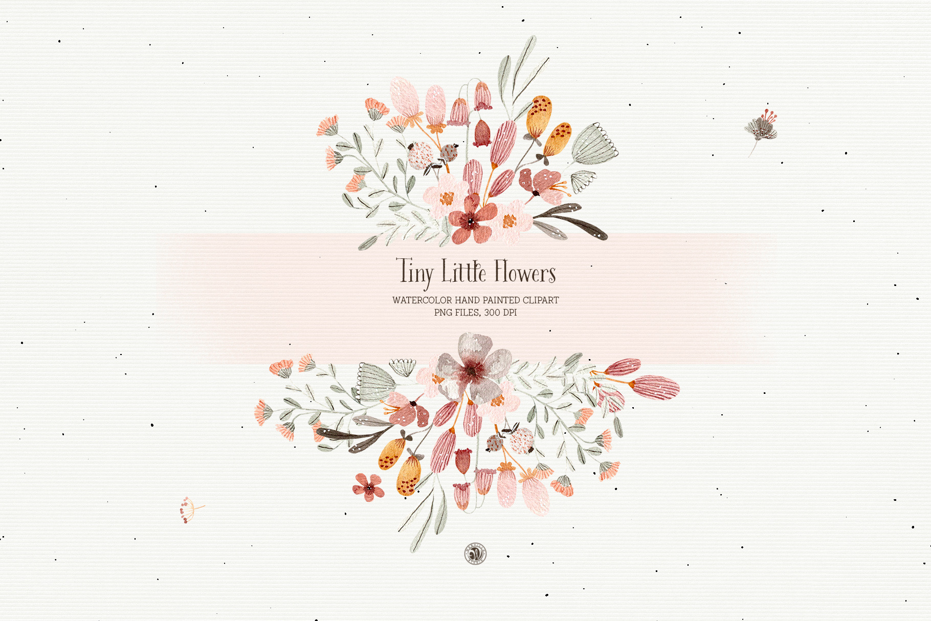 Tiny Little Flowers - watercolor set, an Illustration by Webvilla Studio