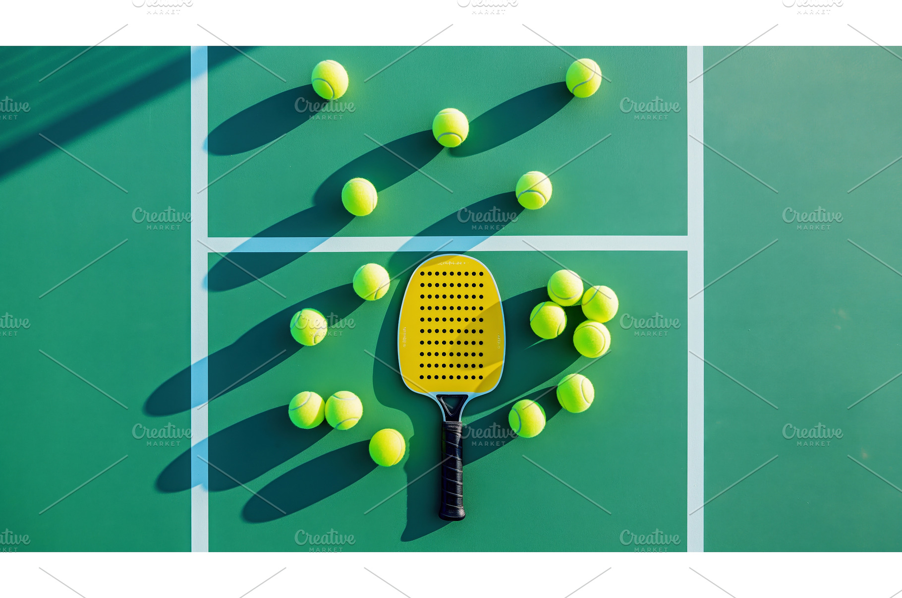 Pickleball paddle and tennis balls, an Abstract Photo by Sergey Kotenev
