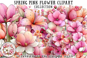 Spring Pink Flower Clipart, an Illustration by OK Design