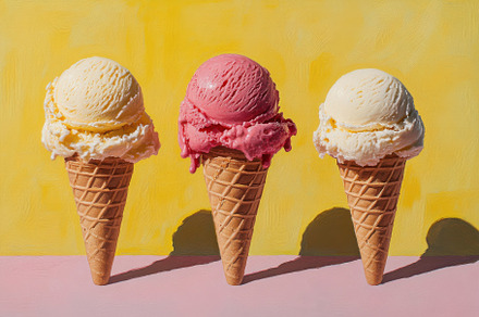 Three ice cream cones vanilla strawb, a Background Photo by Pixeness