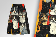 Black Cats Vintage Seamless Repeat, an Animal Illustration by Sharon Schwalbe (Thumbnail 1 of 4)