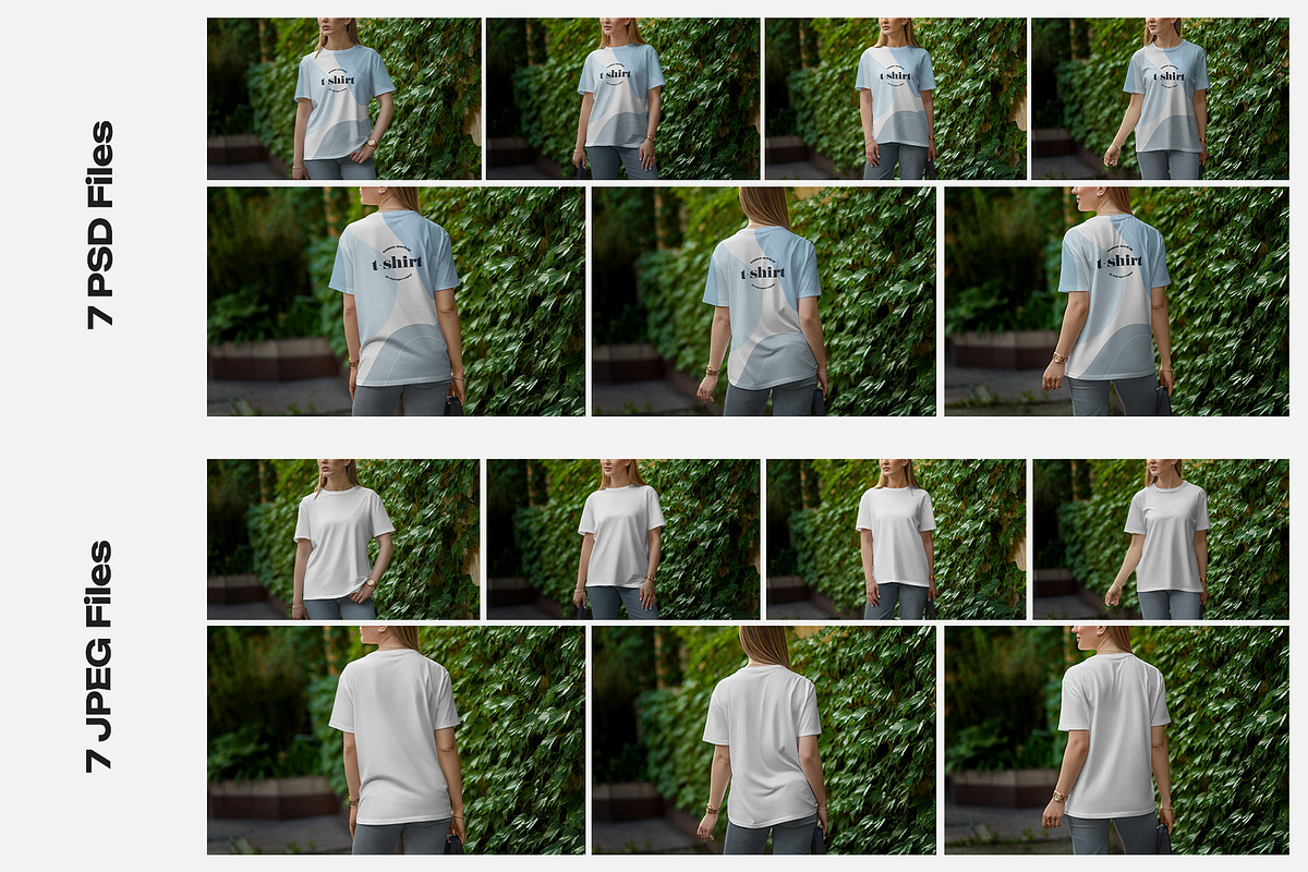 7 Mockups T-Shirt on a Girl Walking, a Shirt Mockup by Grow Design Craft Studio (Photo 8 of 8)